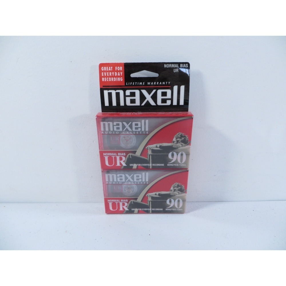 Maxell UR-90 Normal Bias Blank‎ Audio Cassette Tapes 90 Minute 2 Pack NEW SEALED
